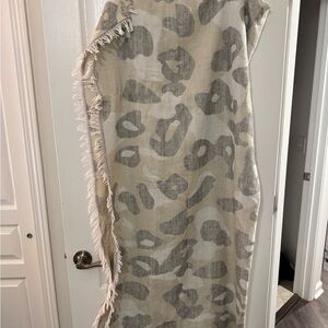 Leopard Print Fringe Scarf